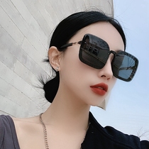 Korean version of black net red ins polarized sunglasses female square box sunshade street shot glasses round face sun glasses tide tide
