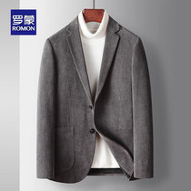 Romon casual suit mens 2021 autumn and winter light luxury business single west slim velvet fabric suit mens jacket west