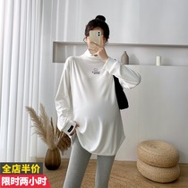 Pregnant women autumn and winter New Fashion loose base shirt long sleeve shirt double topped velvet T-shirt Korean medium long women