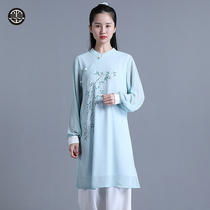 Ink-dyed life Tai chi suit female loose hand-painted martial arts competition performance spring and autumn new home morning practice zen suit