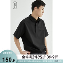 Ice silk short-sleeved shirt mens summer thin design casual loose senior ruffian handsome polo collar white shirt men