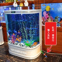European living room household large circular bottom filtration ecological water-free fish tank Aquarium Lazy one-button drain valve