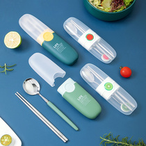 Home chopsticks set portable travel stainless steel tableware students office workers eat chopsticks spoon