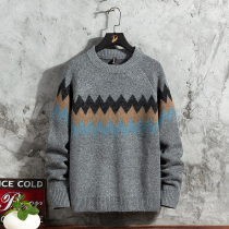 2020 autumn and winter new sweater mens trend retro jacquard loose sweater Korean version jacket mens sweater