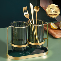 Light luxury chopsticks tube Household kitchen chopsticks spoon Chopsticks shelf Tableware storage box Drain chopsticks tube Chopsticks bucket chopsticks cage