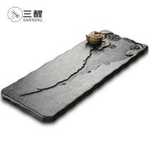 Sanxing Master works natural black gold stone tea tray creative whole household simple tea set drainage black gold stone tea table