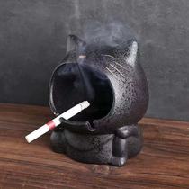Cartoon cat ashtray cute creative ceramic household ashtray personality trend car windproof fly ash