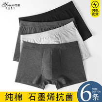 Mens underwear mens cotton antibacterial breathable boxer pants autumn four corner pants boys big size shorts autumn and winter trousers