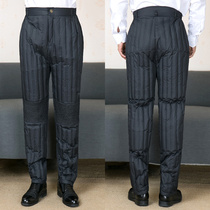 Slim down pants middle-aged and elderly mens pants warm pants winter long pants 200 Jin plus fat plus size elastic pants