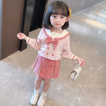Girls college style set autumn clothes 2021 new foreign style little girl JK two-piece set Spring and Autumn Childrens skirt tide