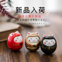 Japanese pharmacist kiln lucky cat tumbler ceramic small ornaments desktop creative cute birthday test gift import