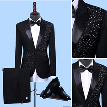 Performance suit Mens singer sequin suit Suit Choir host costume Stage dress suit Large size summer