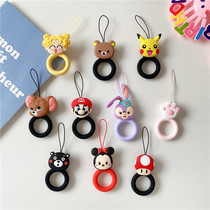 Cute cartoon U-disc lanyard buckle silicone ring mobile phone lanyard anti-throw short rope keychain small pendant female