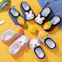 Floor socks children plus velvet autumn and winter thick toddler Baby non-slip boys and girls baby floor shoes indoor cool