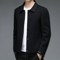 Double-sided pure wool tweed coat mens thick 2021 autumn and winter lapel coat mens business woolen casual jacket