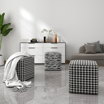  Small stool Creative square stool stool shoe change stool Household door light luxury fitting room stool Houndstooth sofa low stool