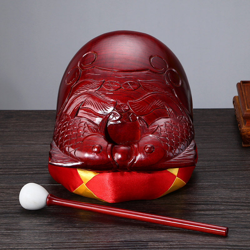 Yuantong Buddhist Goods Red Sandalwood Fish Articles Household Solid Wood Fish Percussion Instruments Temple Ritual Buddha