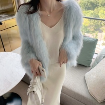 Raccoon fur fur coat women 2021 Winter new Haining fashion Young double-sided woven medium and long coat