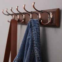 Wall hanging wall upper door rear solid wood hanging clothes hook Xuanguan clothes wall row hook free of punching hooks row of strip hanger