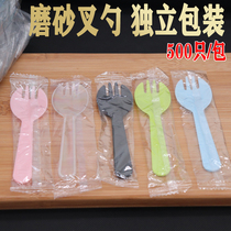 Plastic disposable spoon fork spoon fruit fork independent packaging ice cream spoon cake fork spoon dessert spoon