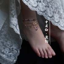 Strong push giant thin exotic dancer anklet chain Diao Chan derivative color preservation antique accessories October White Original design