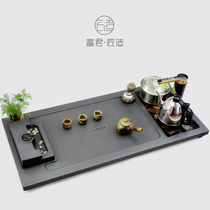 Natural Ugin stone tea tray with kettle induction cooker integrated office with simple black stone tea table stone slab customization