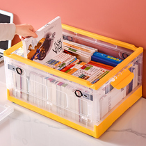Foldable book storage box household dormitory transparent storage box student book storage box finishing box book box