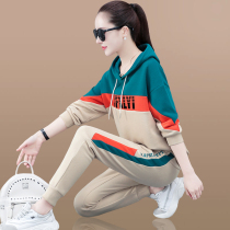 Sports suit Women in spring and autumn 2021 new European goods brands Early autumn necropolis Fashion Korean version Running leisure Two sets