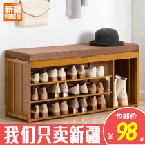 Xinjiang brother change shoe stool household entry door shoe cabinet shoe sofa multifunctional wooden stool soft bag cushion can sit