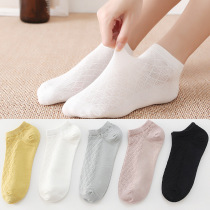 Spring Summer Ins Mesh Invisible Boat Socks Casual Full Cotton Socks Thin socks Women breathable couple student Sox pure color