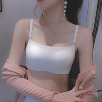 Underwear womens small chest gathered without rims anti-light thin bra bandeau type chest wrap summer white bra set
