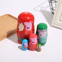 Piggy Russian Matryoshka Doll Set 5 layers plus hardwood June 1St Childrens Day Gift Cute Educational Toy