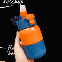 Japanese water Cup ins heat preservation high value Cup female cute girl heart straw thermos cup adult portable small