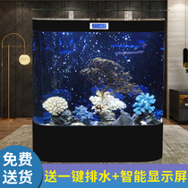 European-style fish tank Aquarium Household living room small ecological glass floor-to-ceiling free water large bottom filter goldfish tank