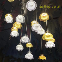 Wedding ceiling decoration orchid chandelier wedding arrangement props hanging lamp decorative lamp wrought iron luminous LED string