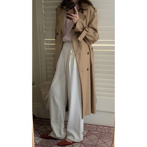 Lune khaki trench coat women's spring and autumn 2022 new high sense small medium long knee coat