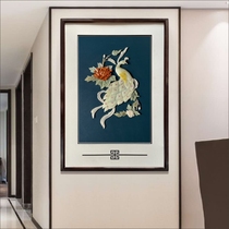 Modern simple and extravagant living room jade carving new Chinese-style entrance decoration painting vertical corridor aisle wall hanging painting