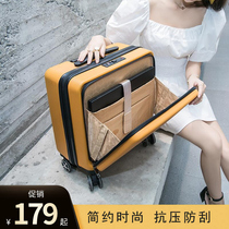 Business 18 inch trolley case universal wheel front warehouse open suitcase men zipper suitcase female small boarding case