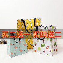 Canvas handbag women portable waterproof shopping linen hand-carrying simple folding student book bag bag large capacity
