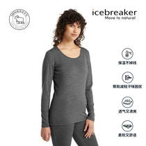 icebreaker womens 200 Oasis long sleeve base shirt 100% merino wool interior wear thin solid color