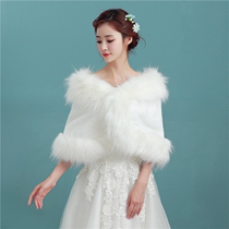 Wedding shawl covering arm new dress warm bride fur shawl white cheongsam autumn winter knot coat thickened