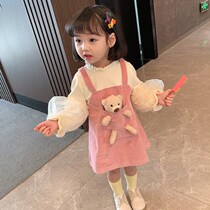 Chao brand childrens autumn clothes childrens girls dress girls autumn fake two sets womens baby skirts