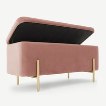 Nordic light luxury velvet fabric shoe change stool pink storage sofa stool cloakroom stool bedroom bed tail stool bed