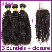 8A Brazilian Human Kinky Curly hair extensions with closure