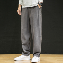 home daily linen pants mens autumn thin Chinese style loose straight mens cotton linen casual Haren pants