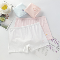 Girl Pure Cotton Stalls Girls Junior High School Students Flat Corner Underwear Large Boy Mid Waist High Waist Big Code White Four-corner Triangle Pants