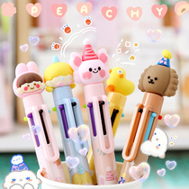  Cute student multi-color ballpoint pen press type ten-color one-in-one note-taking special colorful pen color press girl
