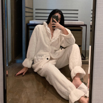 Autumn and winter BI into the air quality ~ DING grade heavy coral velvet pajamas women padded plush cardigan home clothes