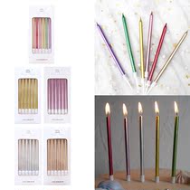 6x Metallic Birthday Candles Cake Toppers Thin for Baby Show