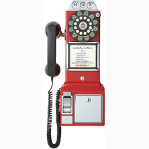 New York Lower City Park imported classic movie rotating disk wall-mounted highway pay phone red black and green
